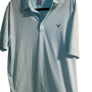 Callaway Mens Opti-Dri Light Blue Polo Shirt L Short Sleeve Golf Performance Top